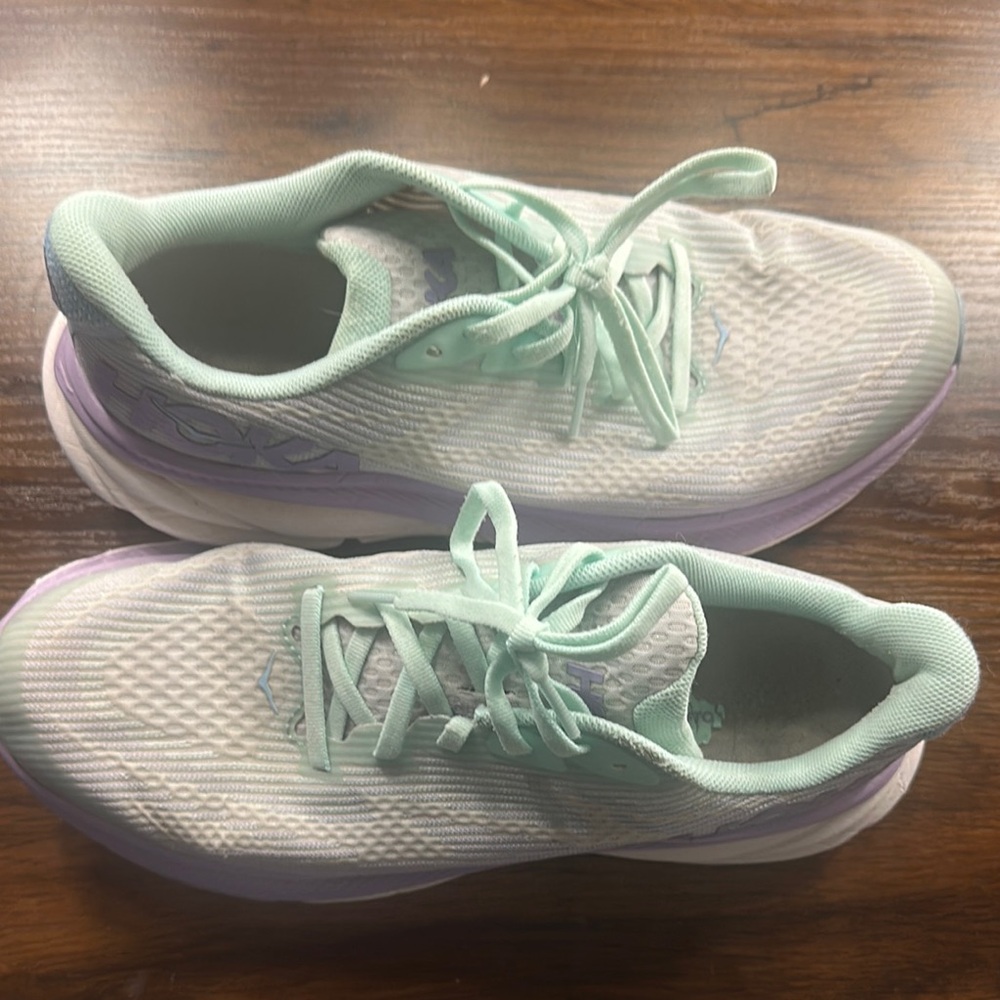 Women's Hoka Clifton 9 Mint and Lavender Running Shoes